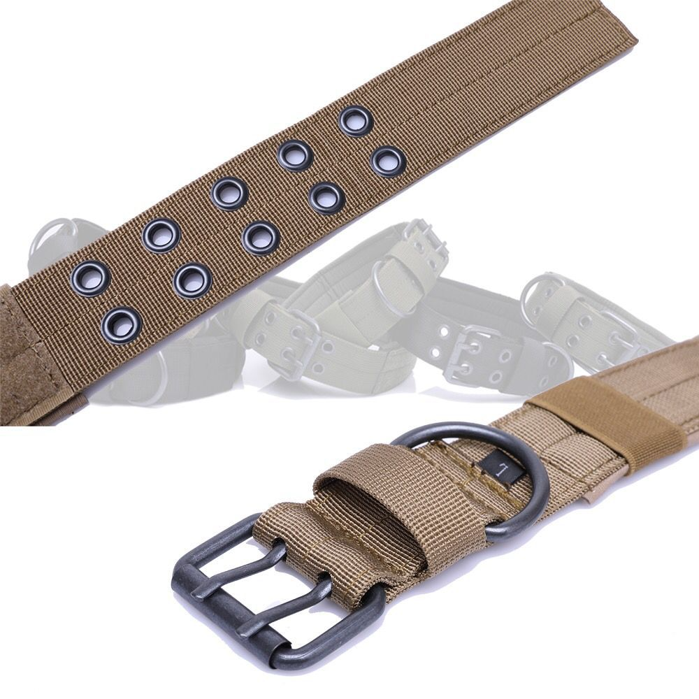 Tactical Heavy Duty Nylon Large Dog Collar K9 Military Metal Buckle Adjustable