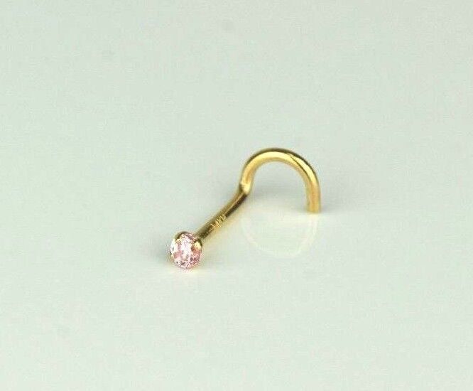 14k Yellow Gold Round Multi Colored CZ Nose Piercing