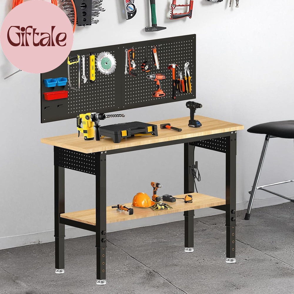 48“ Adjustable Height Workbench Work Bench for Garage Work Table with under Tabl