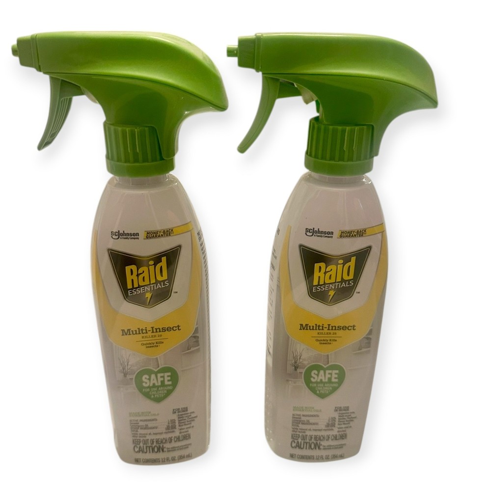 Raid Essentials Multi Insect Killer Spray Bottle Child & Pet Safe 12oz (2 Pack)