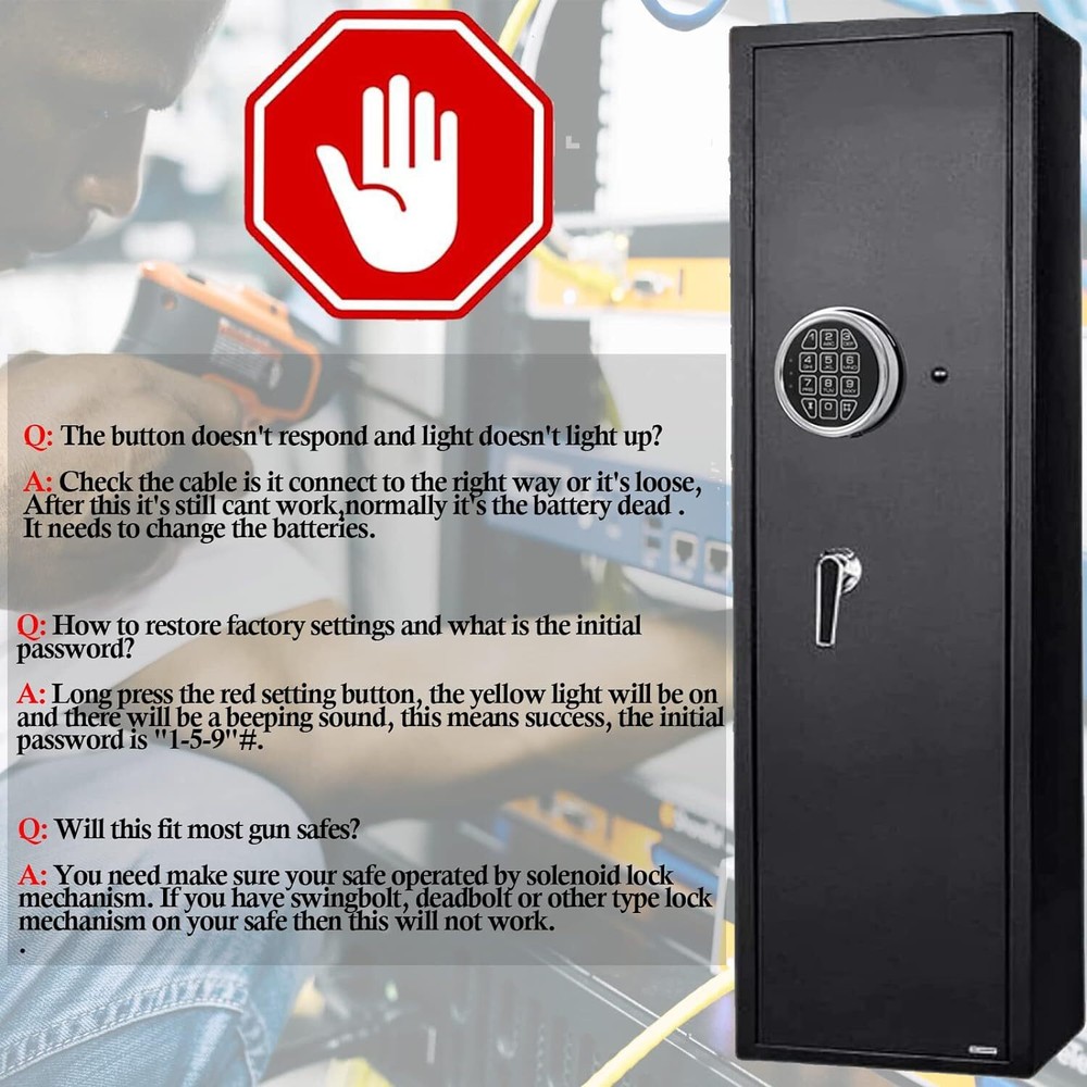 Stack on Gun Safe Lock Replacement With Swing Bolt Fireproof Chrome Digital Lock