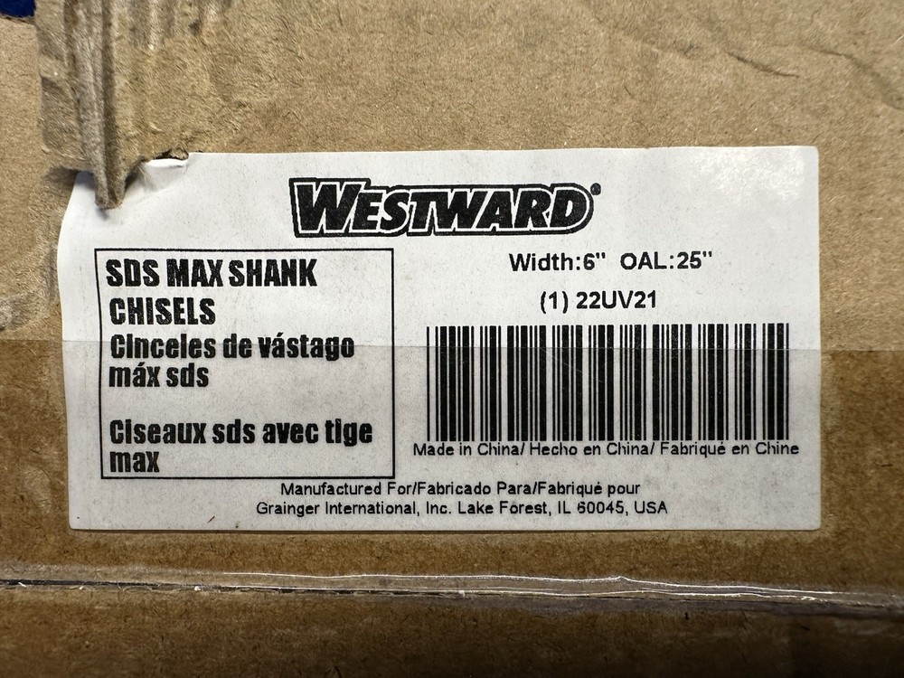 Westward 22Uv21 Floor Scraper,SDS Max Shank Chisel