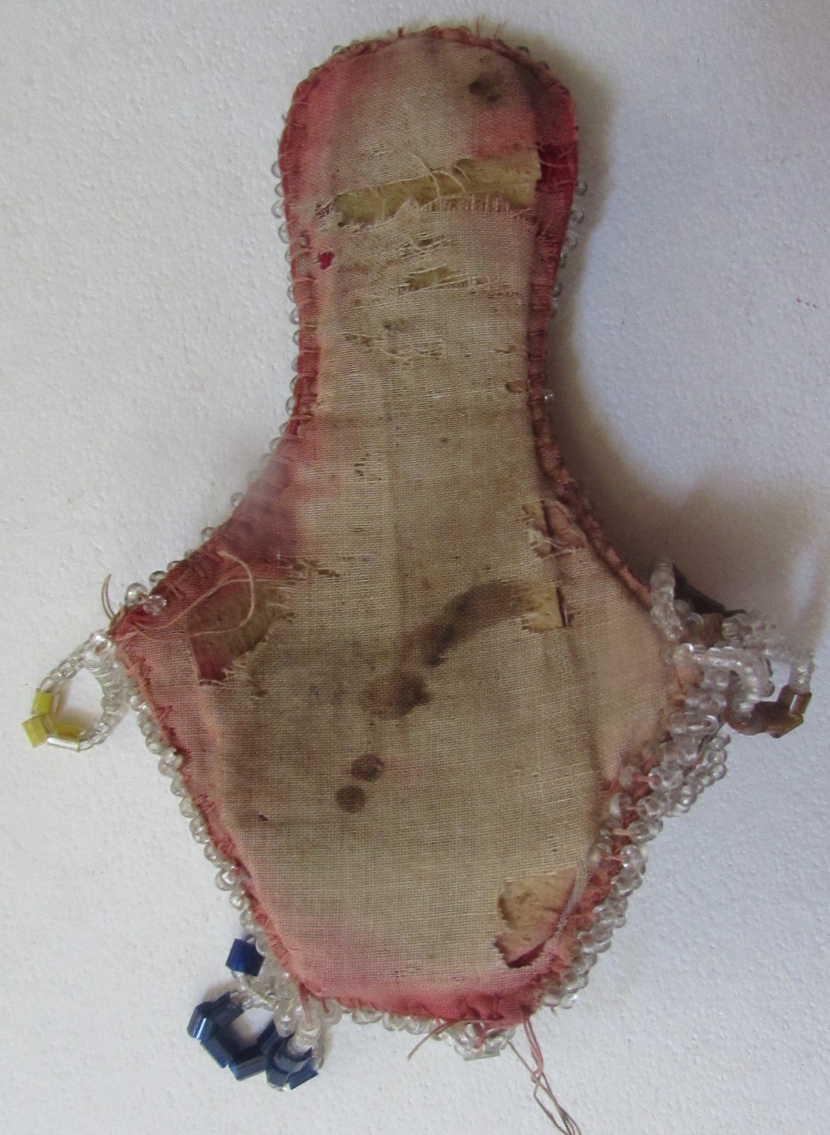 OLD AUTHENTIC (IROQUIS ?) NATIVE AMERICAN INDIAN SMALL BEADED ?? POCKET ?? (E)