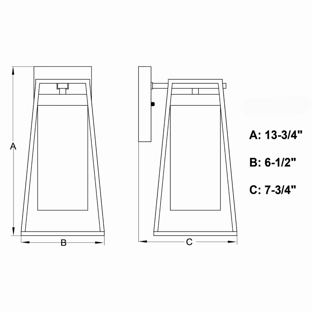 Nash 1-Light Outdoor Wall Sconce in Transitional and Rectangular Style 13.75