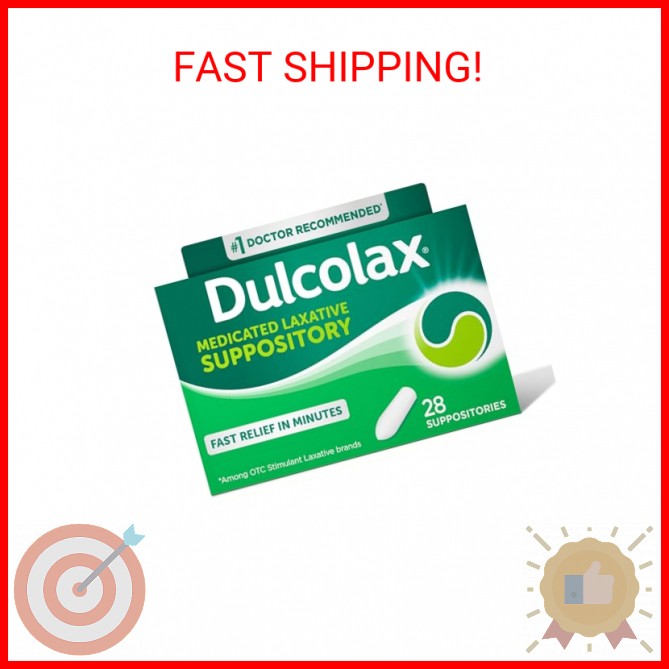 Dulcolax Stimulant Laxative Medicated Suppositories, Predictable & Effective Con