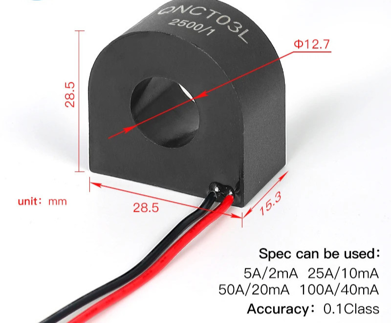 Micro Current Transformer Mini CT 100A Multi Ratio AC QNCT03L Transducer