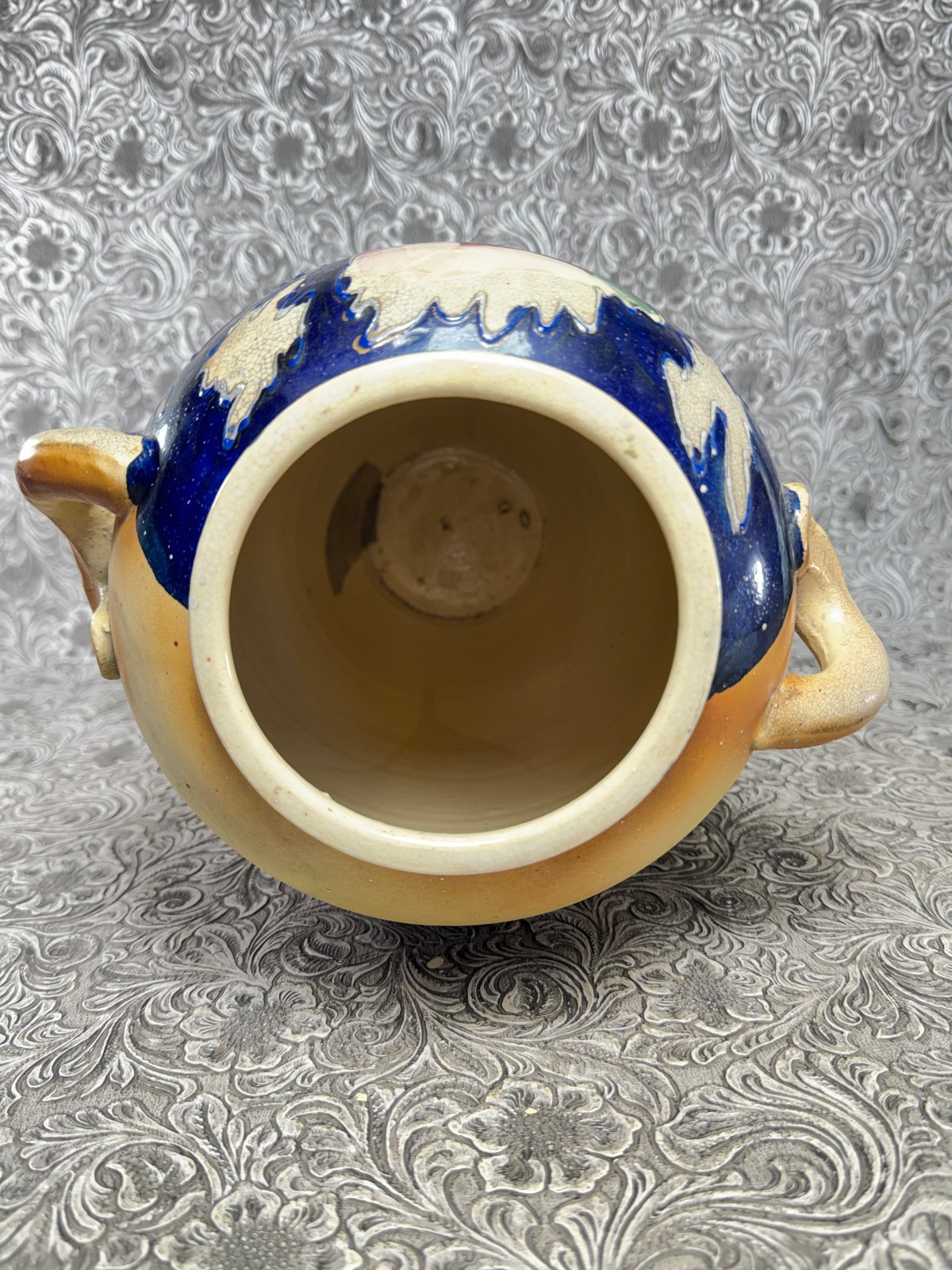 Antique Vase Earthenware Art Pottery Urn HUGE 16" Unmarked Italy Majolica