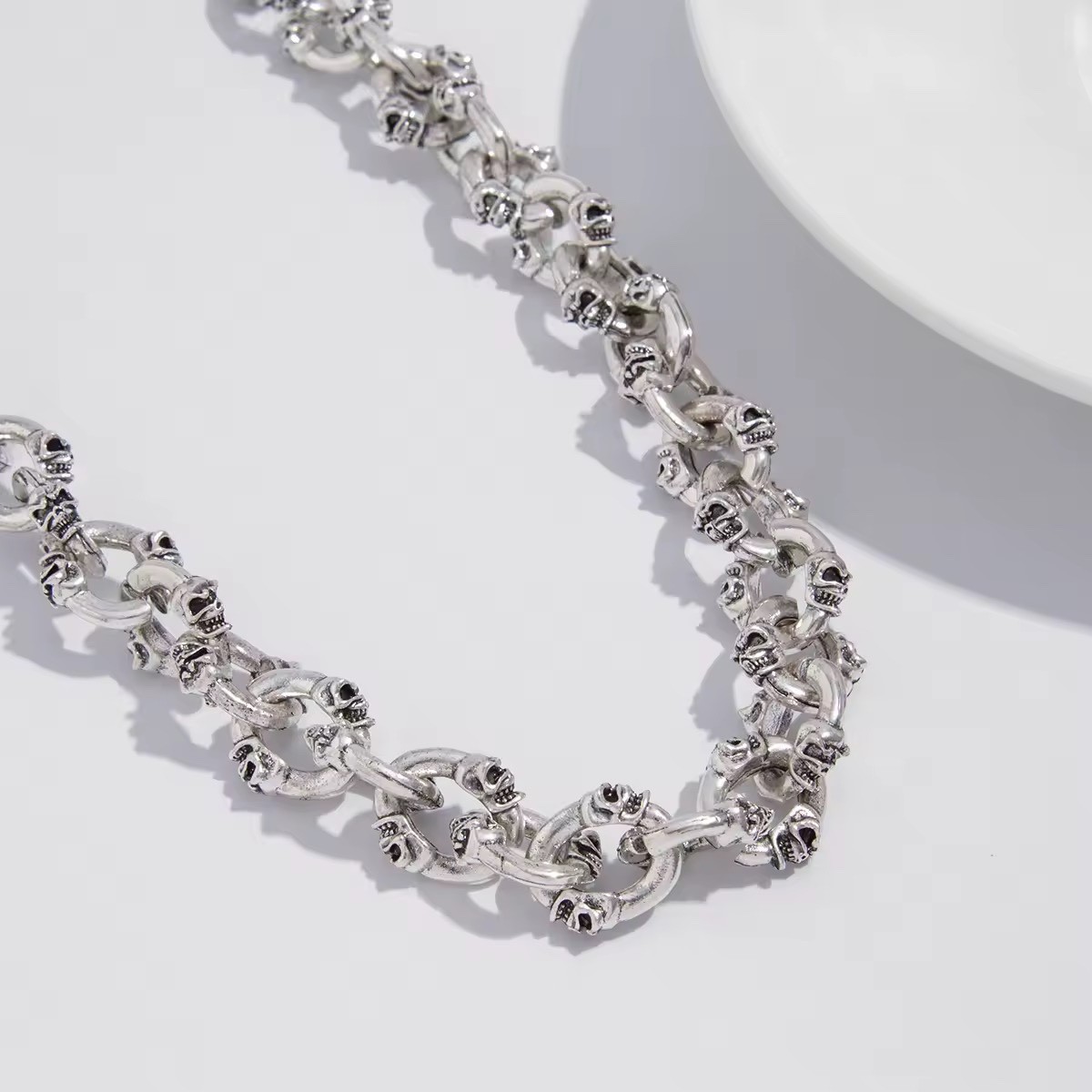 Heavy Skull Biker Wallet Chain – Stainless Steel Punk Gothic Rocker Key Jean