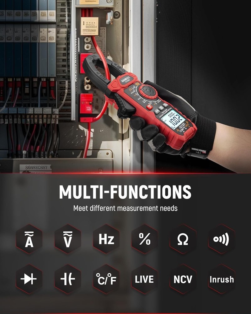 Inrush Digital Clamp Meter 1000A with Backlit; Multimeter TRMS 6000 Counts, A...