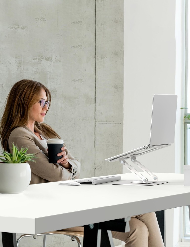 Laptop Stand for Desk with 360° Rotating Base, Multi-Angle Adjustable Laptop ...