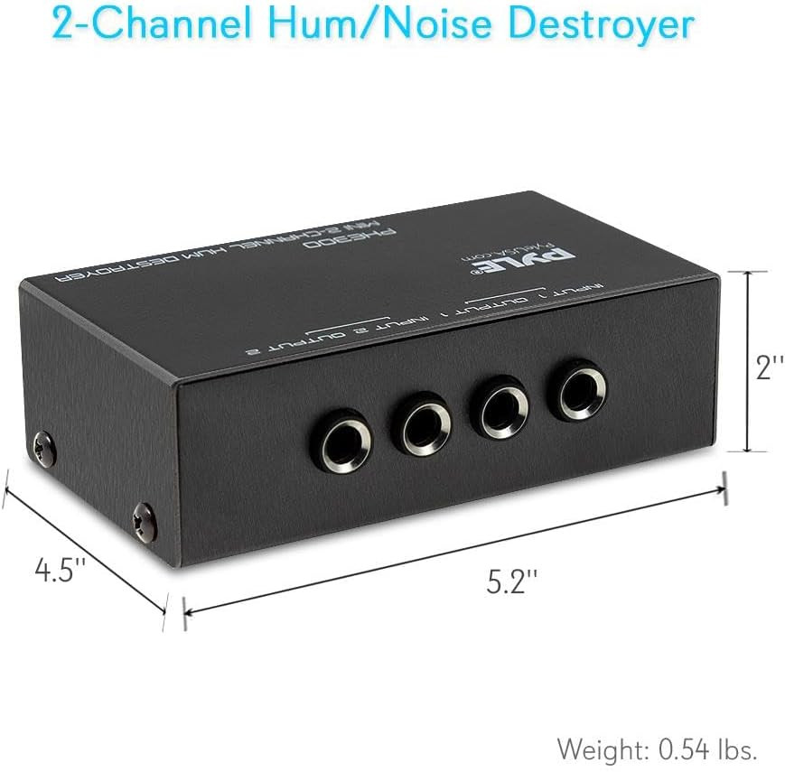 -PRO Compact Mini Hum Eliminator Box-2 Channel Passive Ground Loop Isolator, Noi