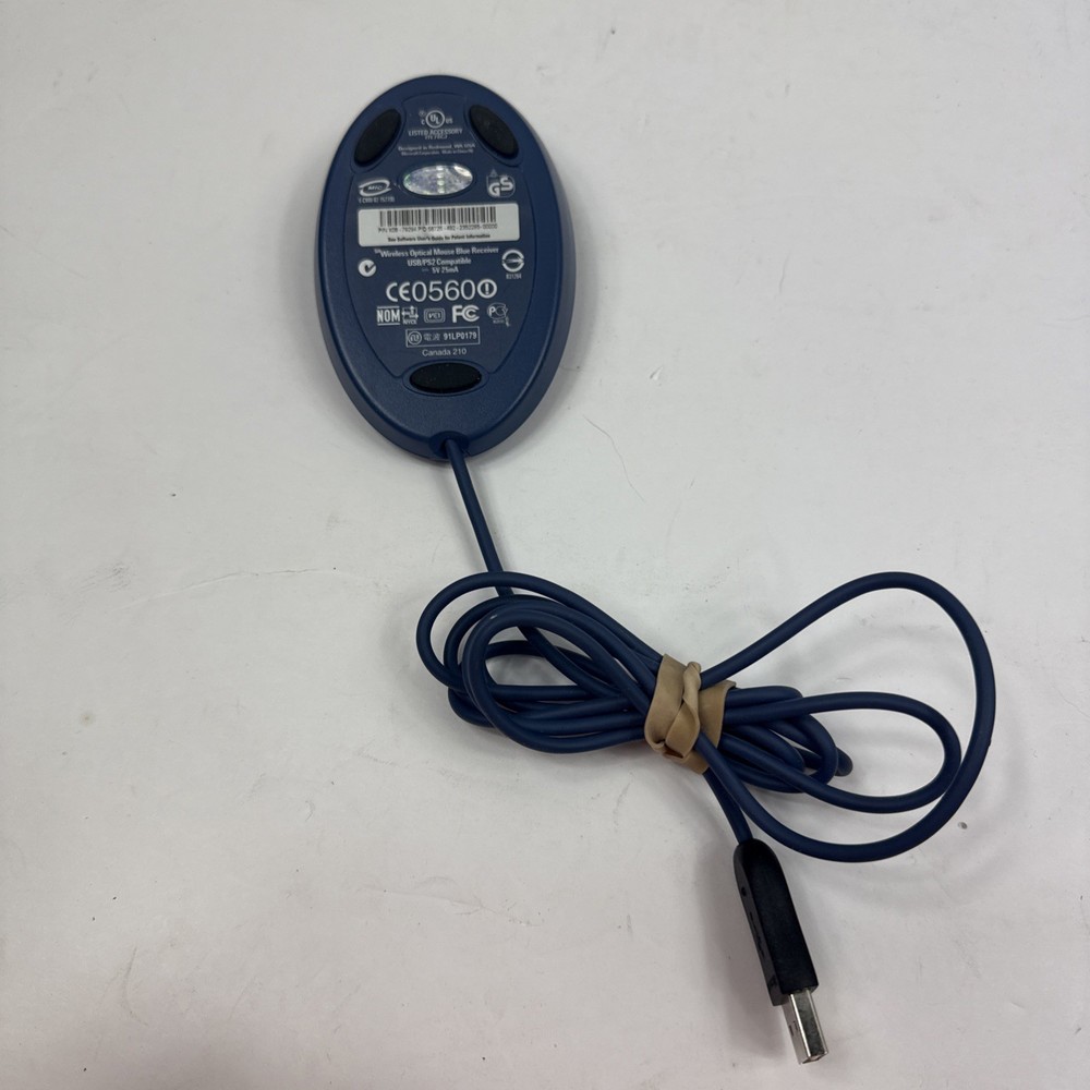 Microsoft X08-79294 5V USB PS/2 Compatible Wireless Optical Mouse Blue Receiver