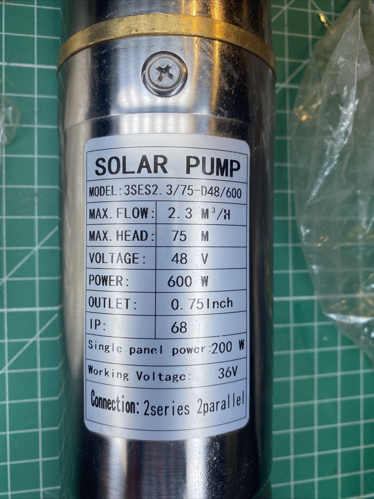 3" DC 48V Deep Bore Well Solar Water Pump 600W Submersible