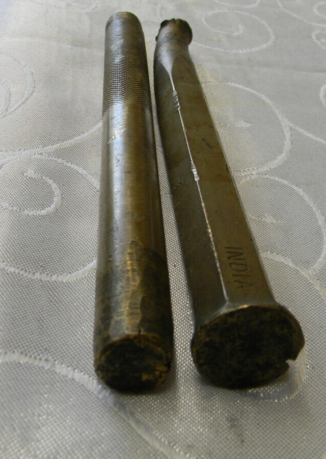 2PC UNBRANDED 1/2" DIAMETER 7-1/2" LONG BRASS DRIFT PUNCH SET