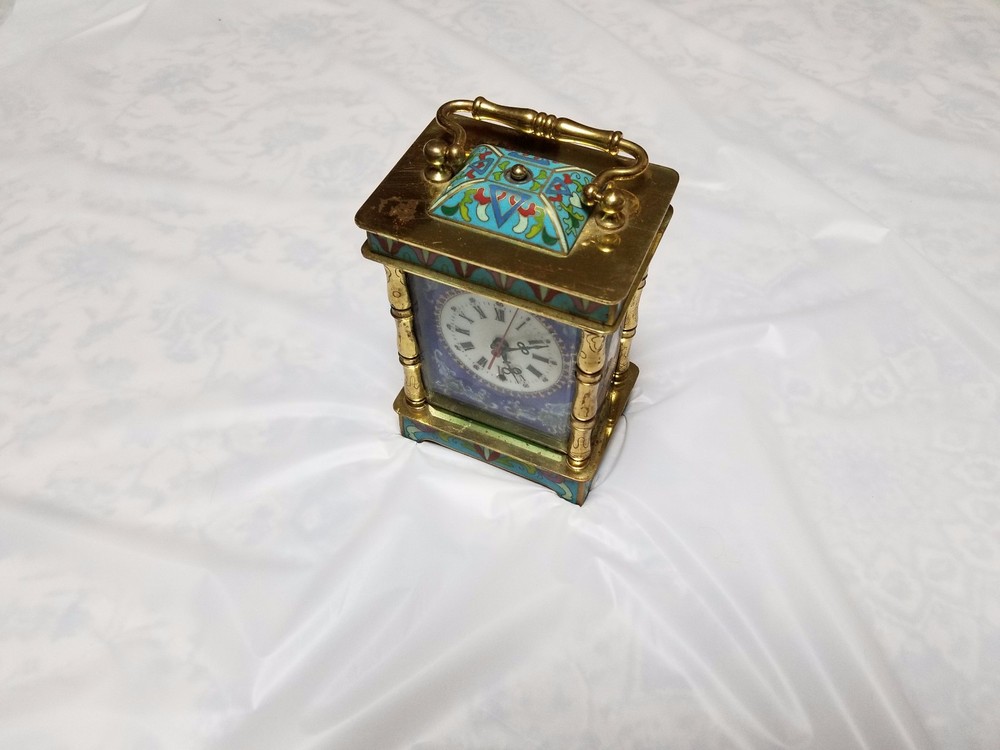CLOCK - CLOISONN'E WIND UP CLOCK - GREAT DECORATOR PIECE