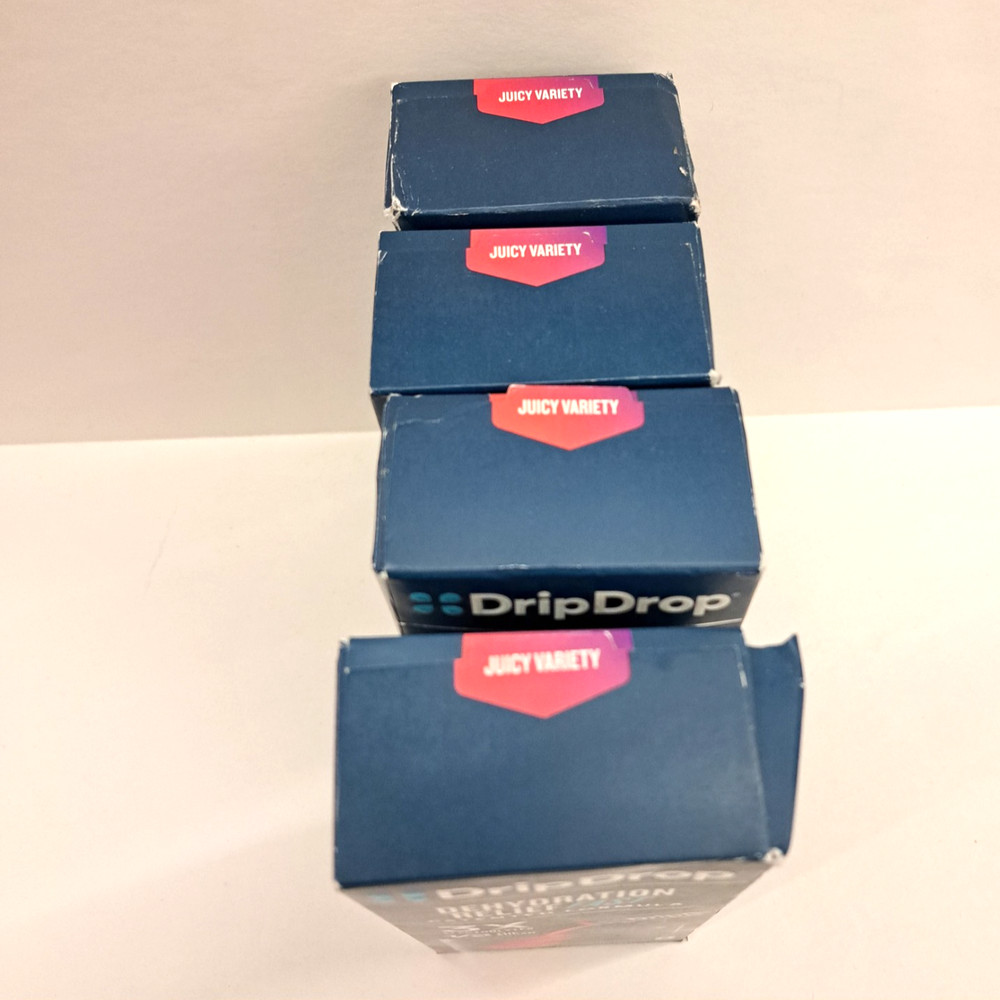 Drip Drop Hydration Drink Packets Juicy Variety 4 boxes x 8 packets