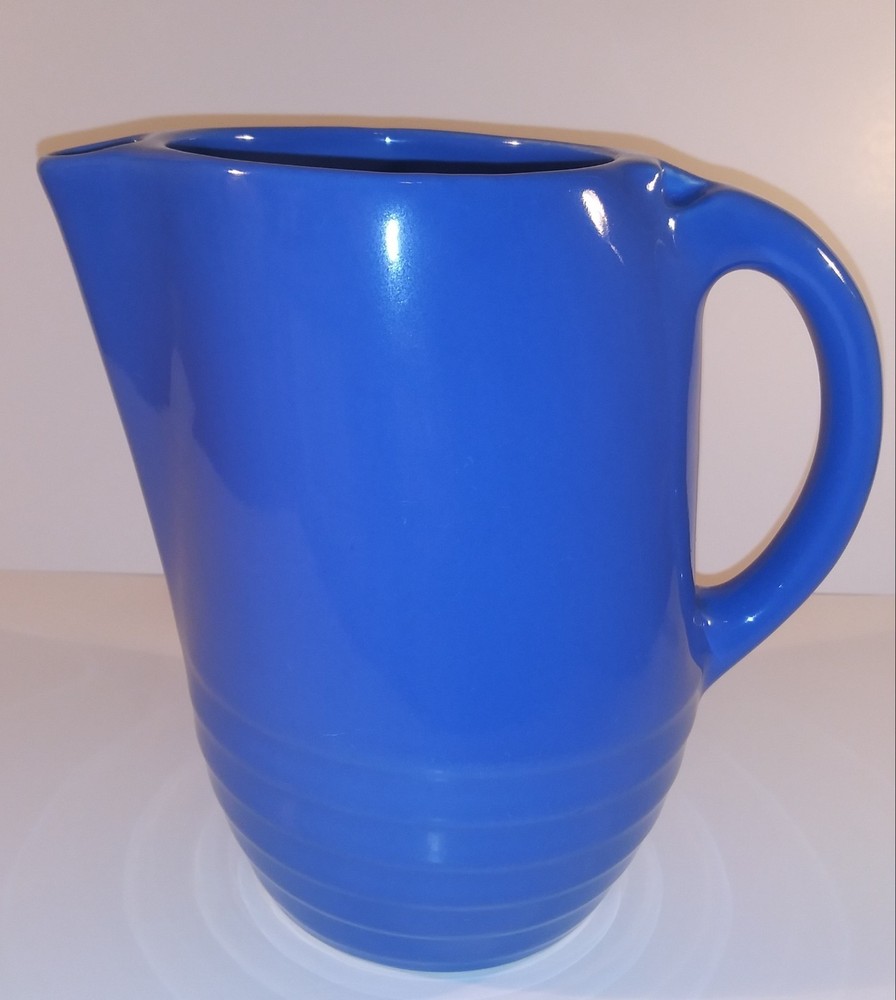 Bright Blue Art Pottery Stoneware Pitcher