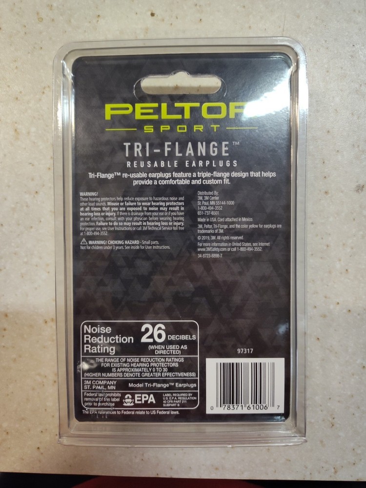 Peltor Tri-Flange Reusable Ear Plugs 3pair - Pack