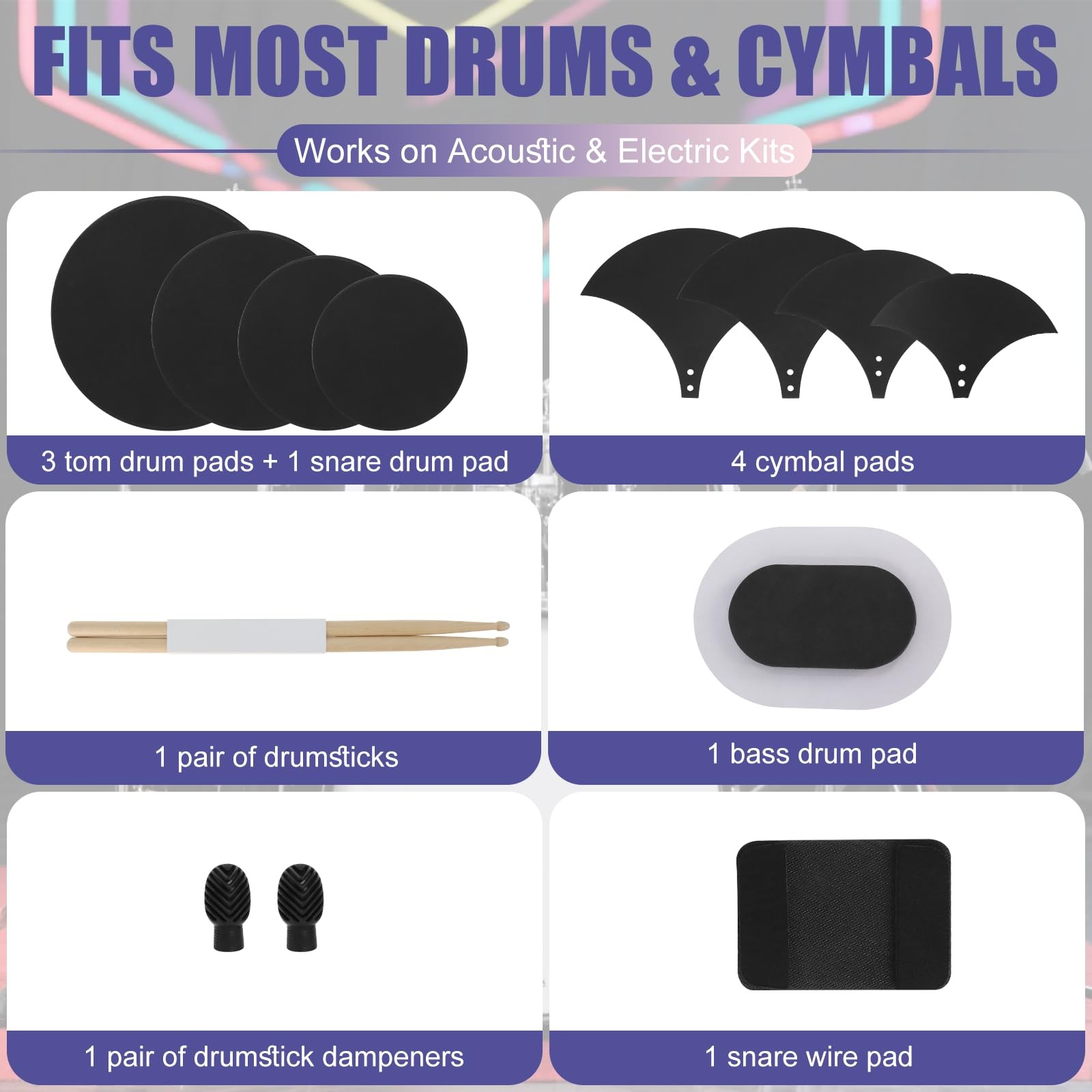 12-Piece Drum Mute Pads Set - Foam Silencer for 10 12 14 16 Inch...