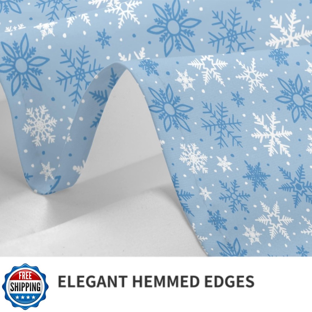 Winter Christmas Rectangular Tablecloth 60x84 Inch Light Blue Whi