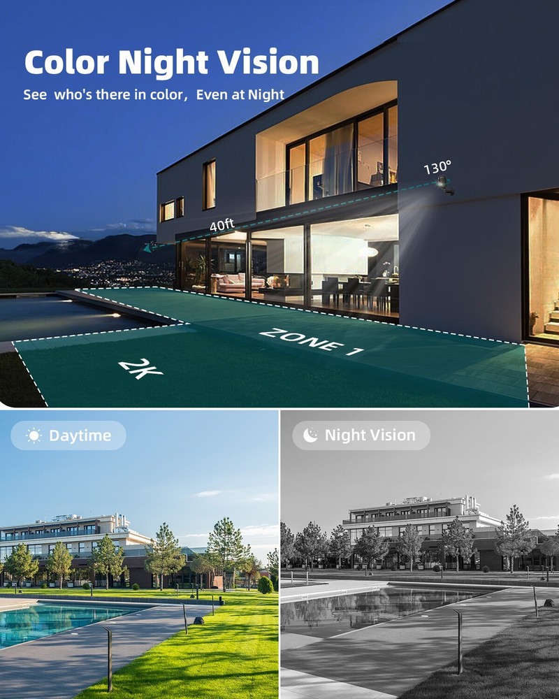 1-Pack 2K ZUMIMALL Wireless Outdoor Security Camera System for Home Security