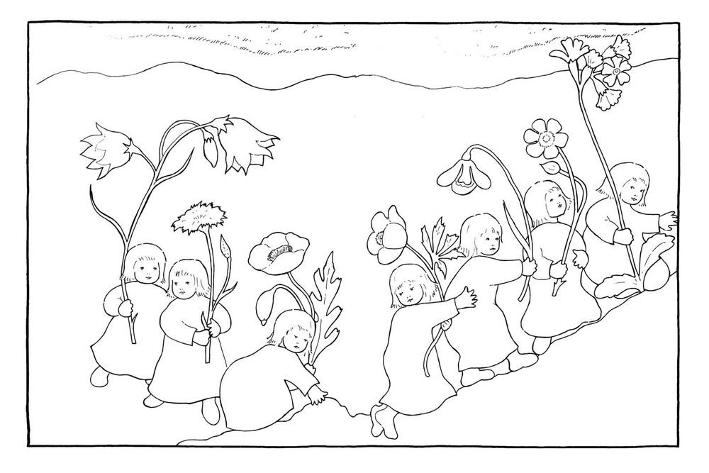 The Root Children Coloring Book from Germany (Seasons) Easter, Spring