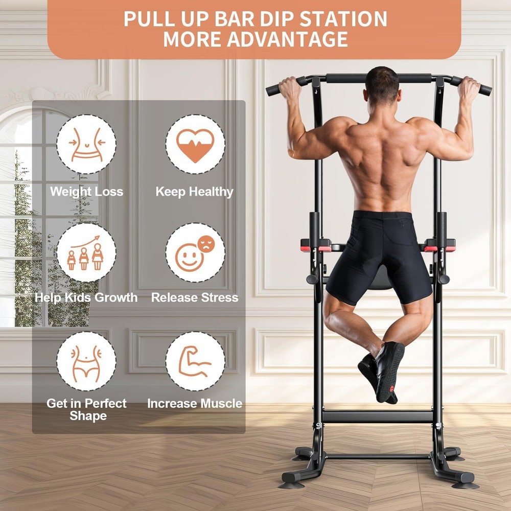 Pull Up Bar Power Tower Dip Bar Station Dip Stand Multi-Functional Workout