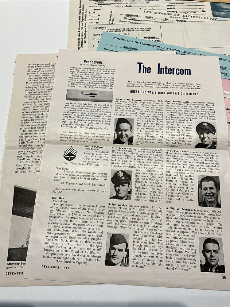 WWII Documents USAAF Air Force Pilot items 1940's to 1960's