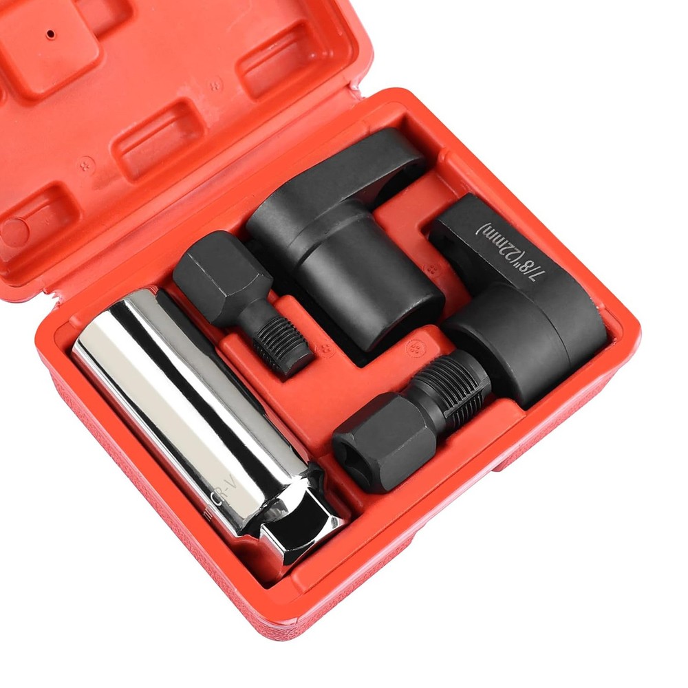 5pcs Oxygen O2 Sensor Socket Remover/Installer Thread Chaser Tool Set Kit 22mm