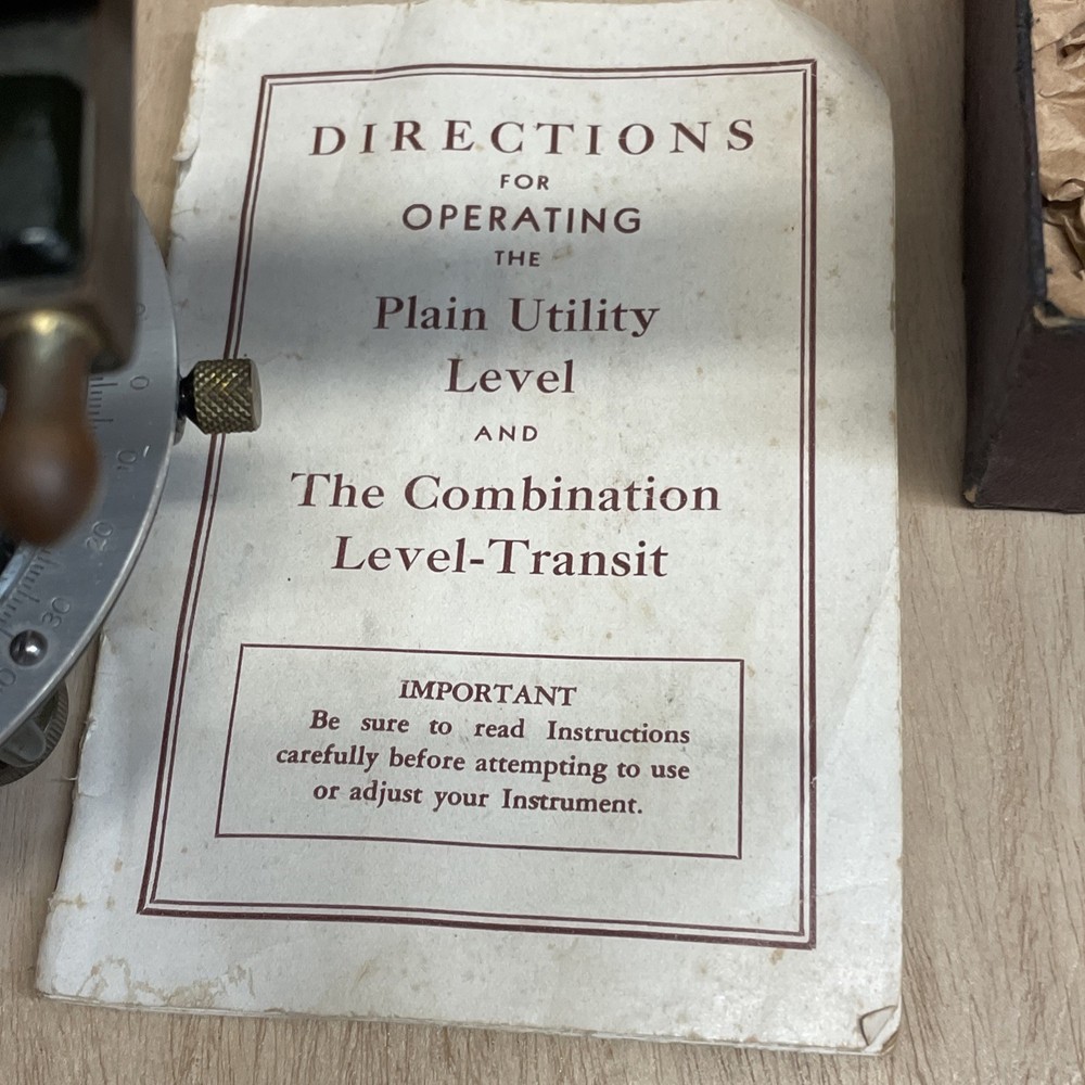 Vintage Brass Plain Utility & Combination Level - Transit w/Compass & Plumb Bob