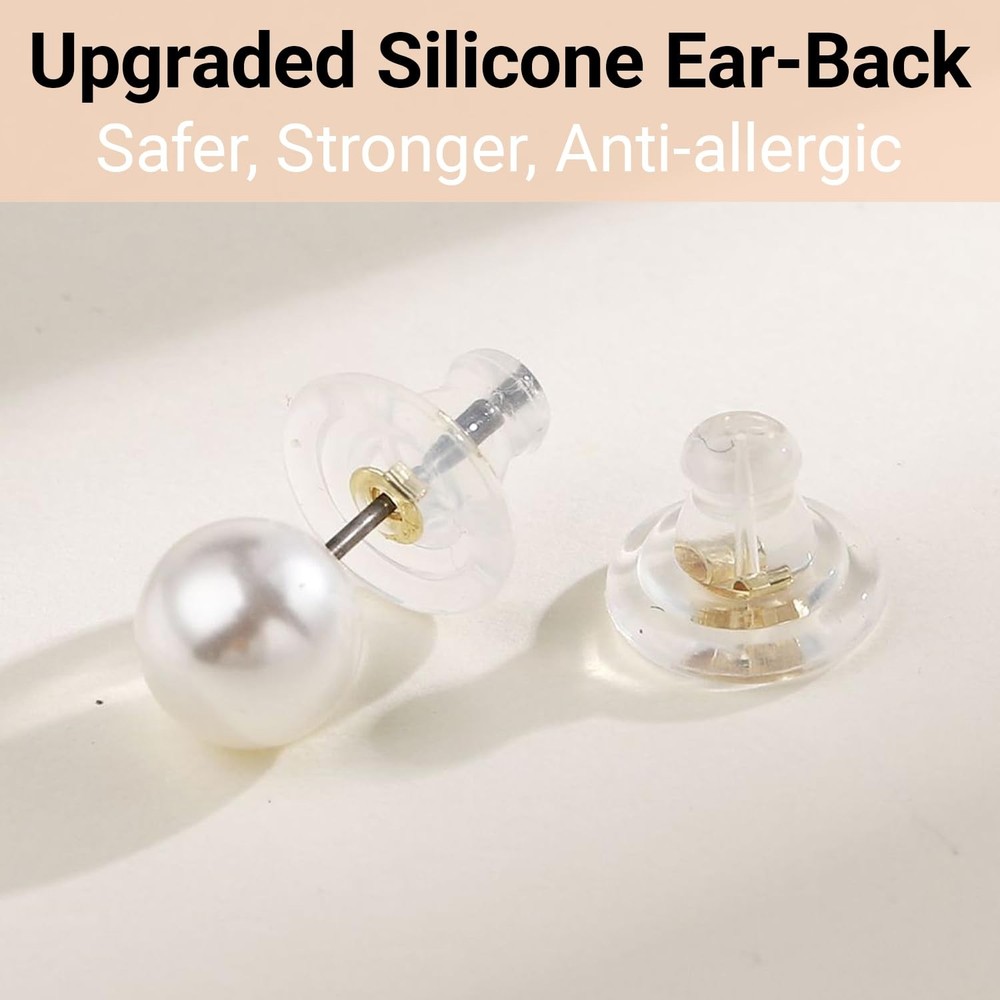 12pcs Silicone Earring Backs 18K Gold Secure Locking Hypoallergenic Studs