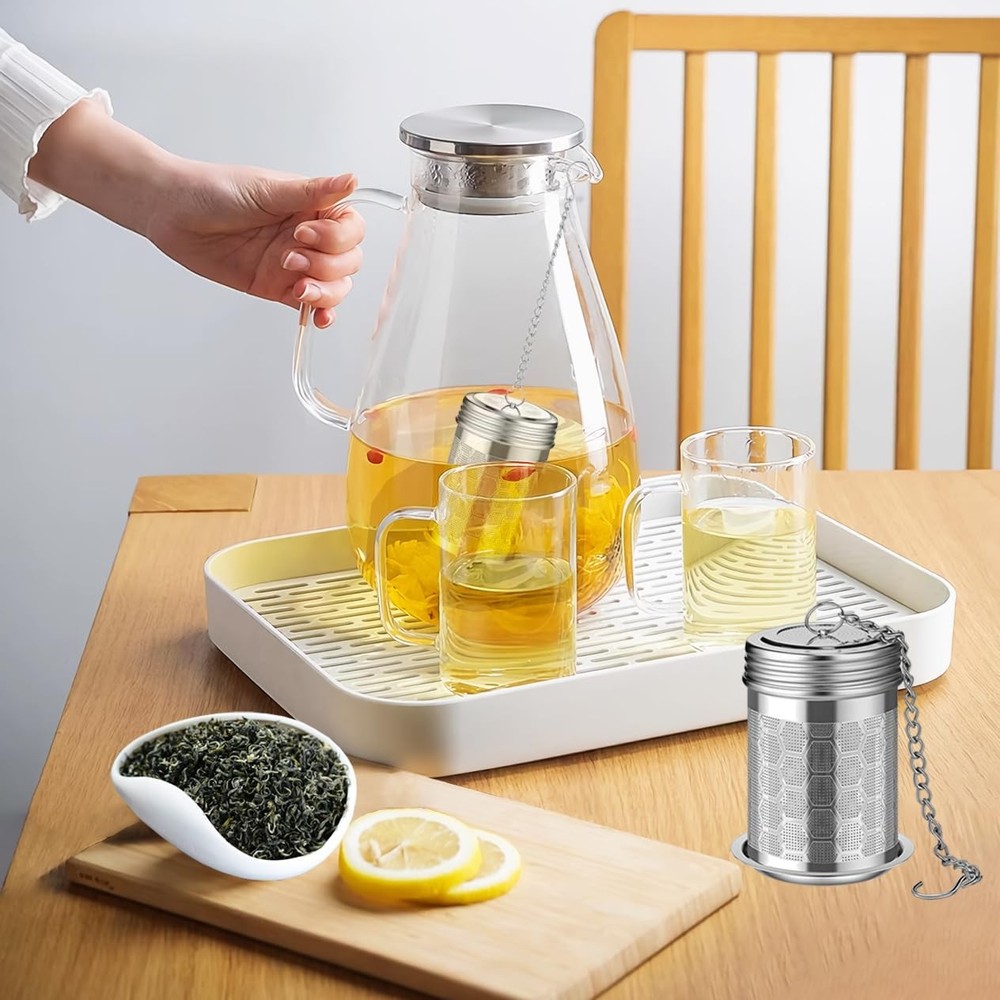 2 Pack Stainless Steel Tea Infusers, Extra Fine Mesh Strainers with Drip Tray...