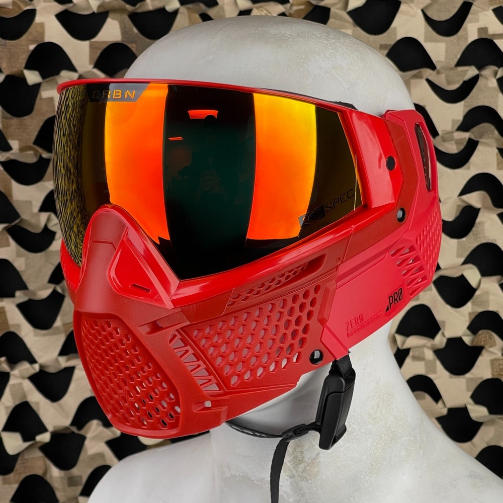 NEW Carbon CRBN Zero Pro Paintball Mask (Less Coverage) - Cardinal - Red Mirror