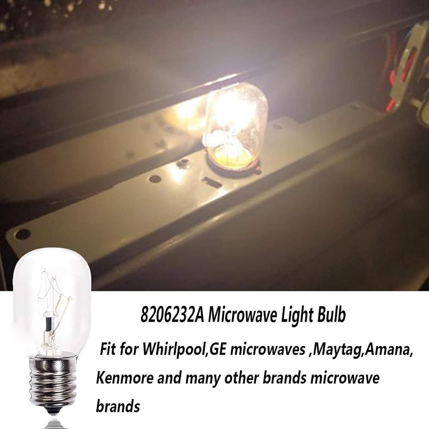 Microwave Light Bulbs Under Hood 8206232A 40W 125V 40 Watts, Warm White 2700k