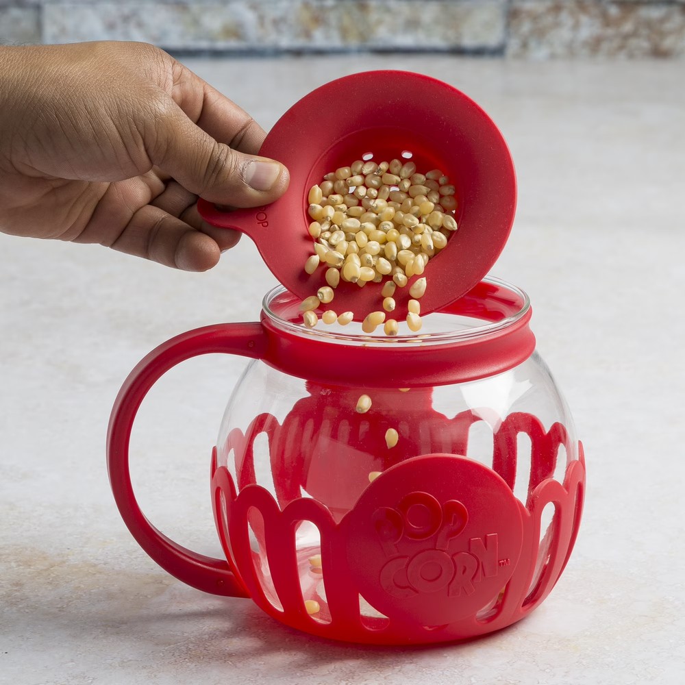 Borosilicate Glass Popcorn Popper 1.5 Qt Red