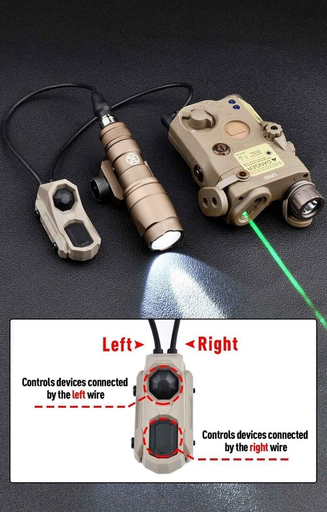 Tactical Flashlight Remote Dual Pressure Switch PEQ DBAL MAWL ModButton Control