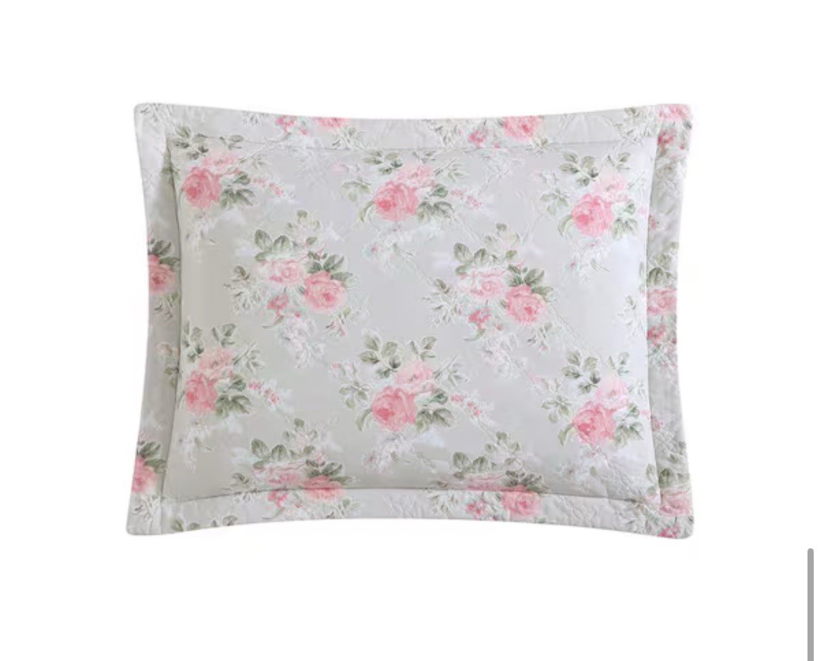 Laura Ashley Melany Pink/Gry TW Quilt/Sham Set VP WEB BASIC