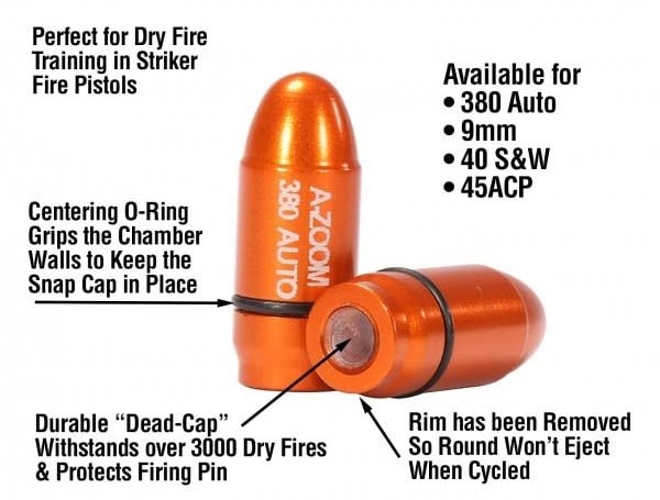 A-Zoom StrikerCaps, 380 Auto, 2 Pack, 17101 Snap Caps