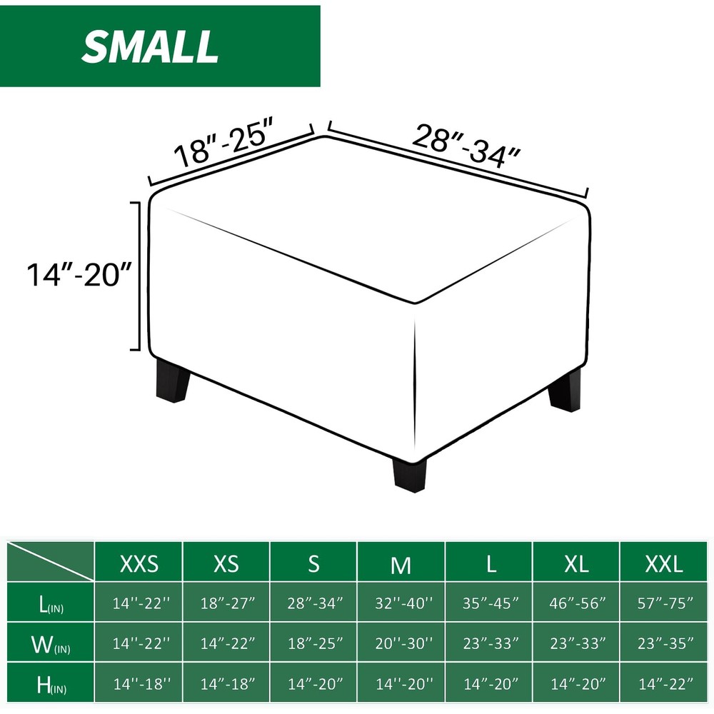Stretch Ottoman Cover Rectangular Ottoman Slipcovers for Footstool with Elast...