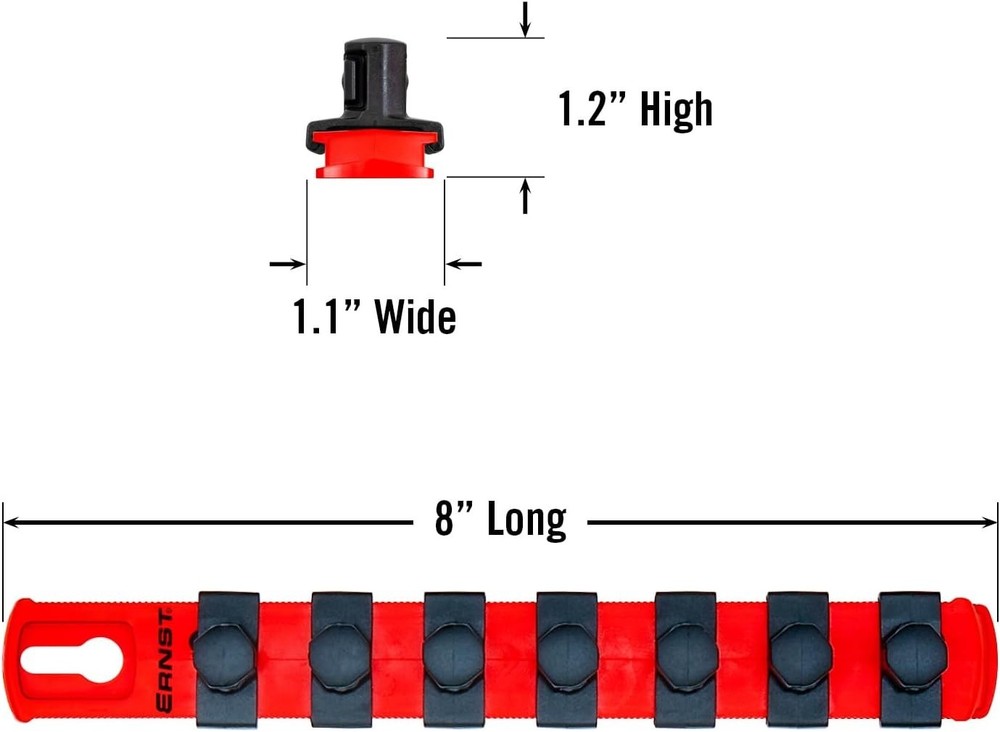 Adjustable 8-Inch Socket Organizer with 7 1/2-Inch Clips for Easy Tools Access