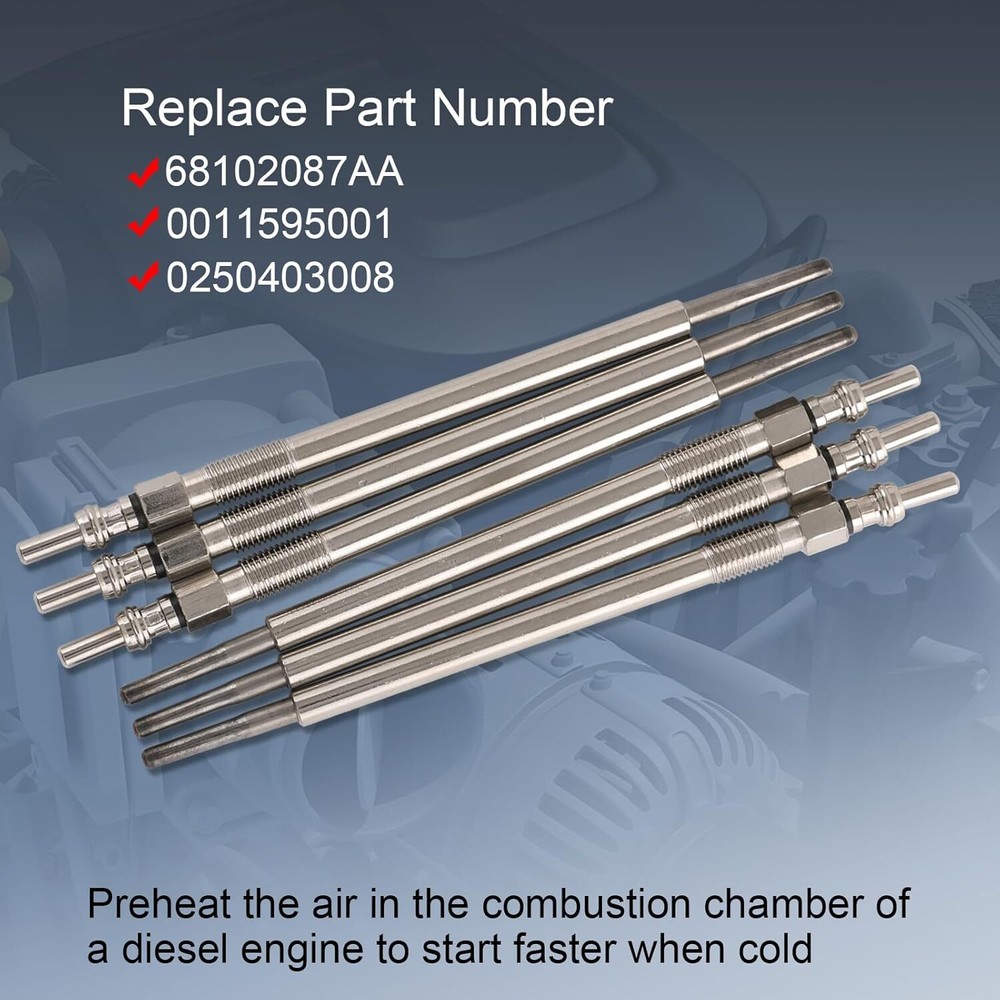 6 Pcs Diesel Glow Plug Compatible with 2007-2009 Freightliner Sprinter 2007-2008