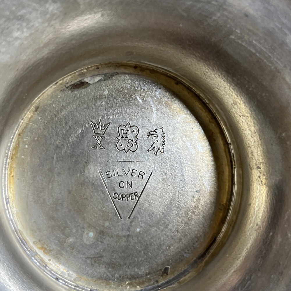 Vtg Pitcher Silver on Copper 10” tall with Lid marked HS