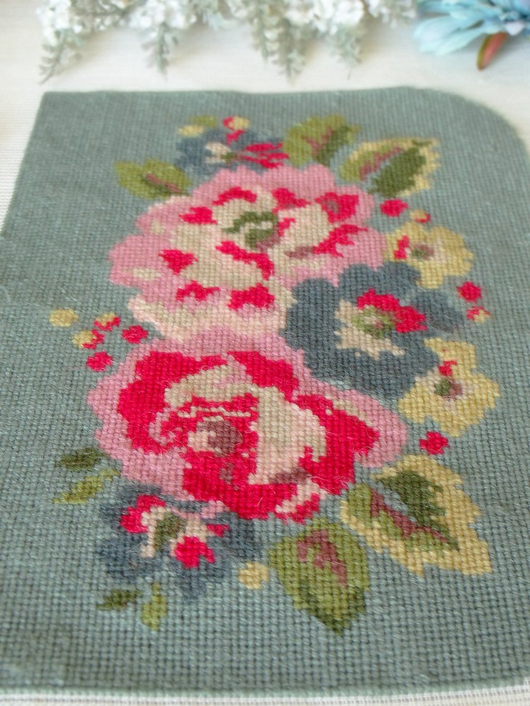 Beautiful Floral Bloosom Completed Needlepoint Canvas For bag