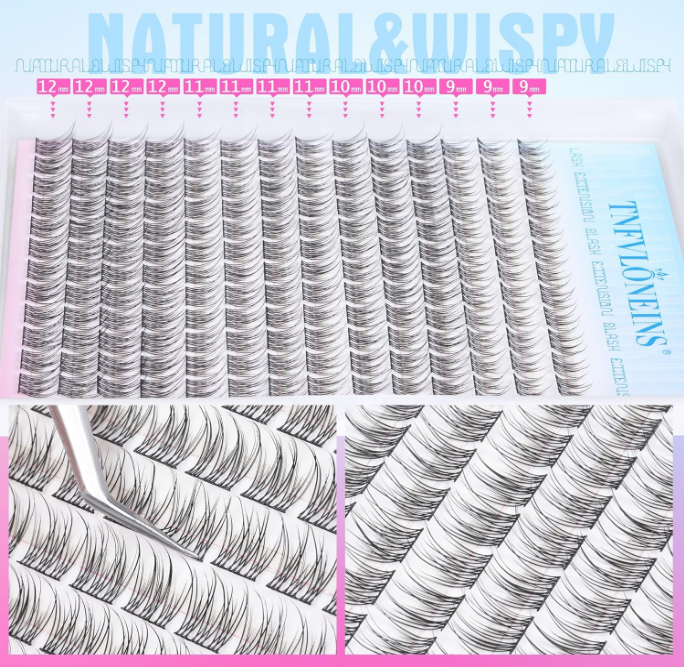 Natural Lash Extension Kit 168Pcs Lash Clusters Kit Wispy Eyelash Extensions ...