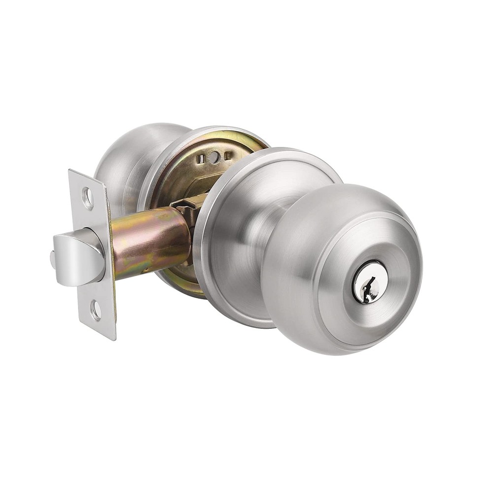 Probrico Colonial Style Door Knobs Locks (Entry, 1 Pack, Brushed Nickel
