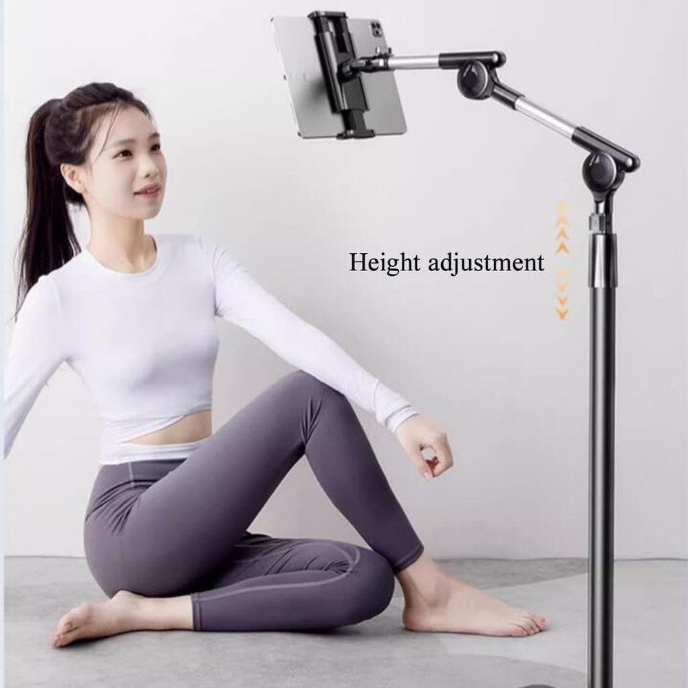 Tablet Floor Stand Holder, 360 Degree Rotating with Height Adjustable Stand C...