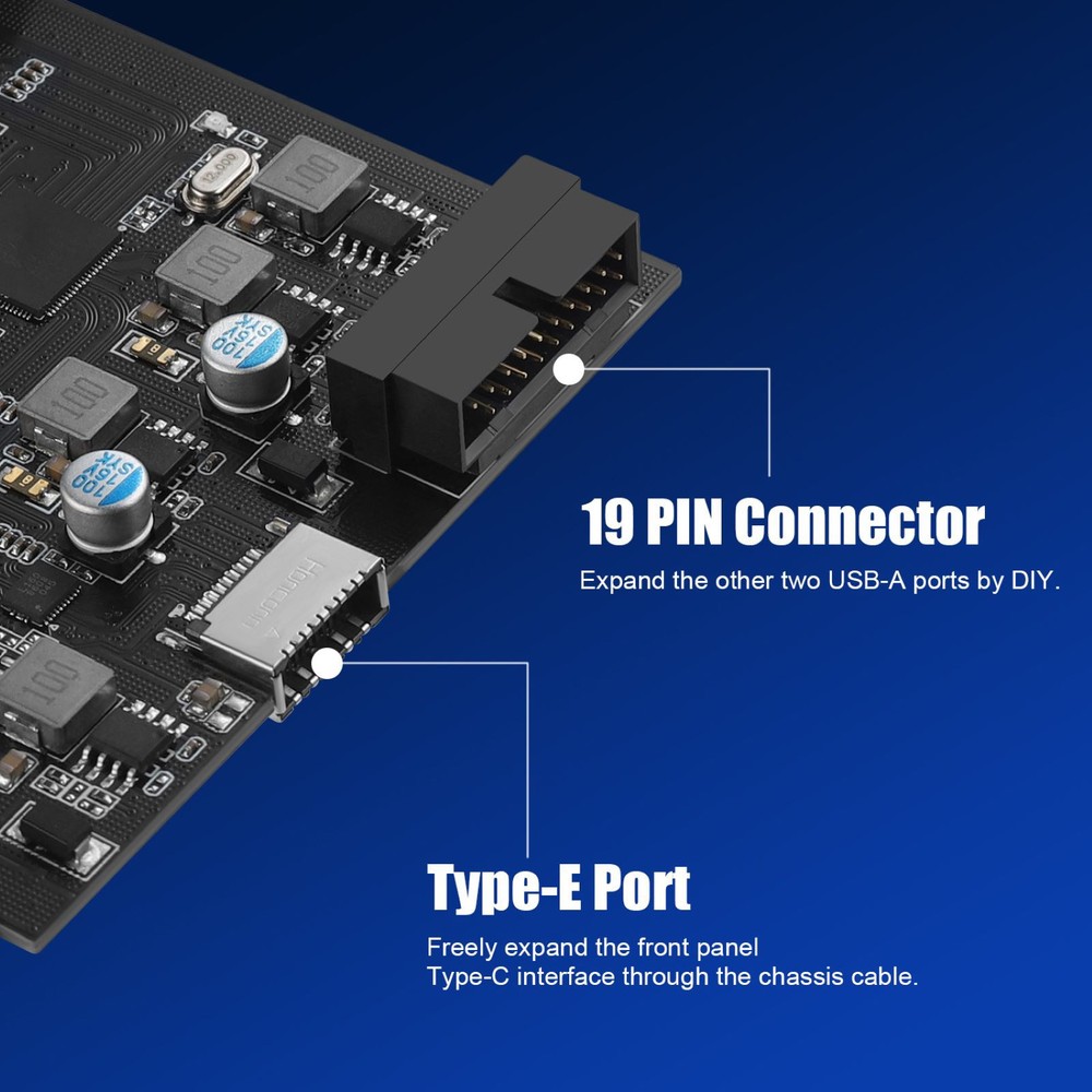 5Gbps Expansion Card For Win/Mac/Linux 2xUSB-C 2xUSB-A PCIe X1/X4/X8/X16