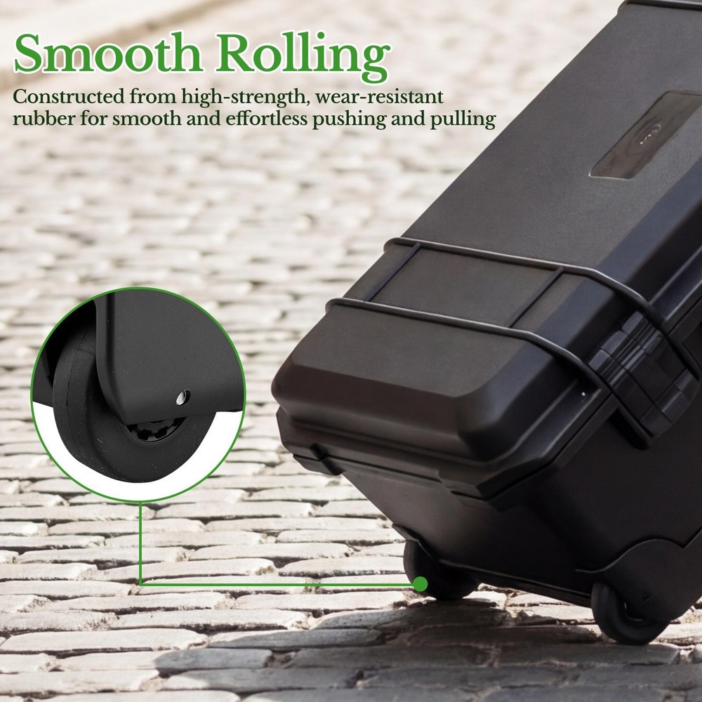 Rolling Hard Camera Case with Wheels, Large, Black, Solid, 22"L x 14"W x 9"H