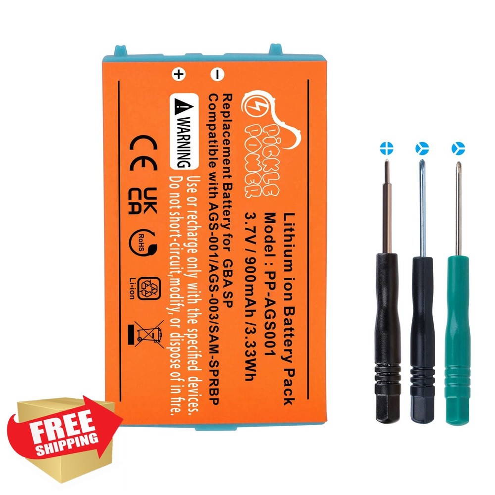 Pickle Power GBA SP Battery Replacement 900mAh Tool Kit