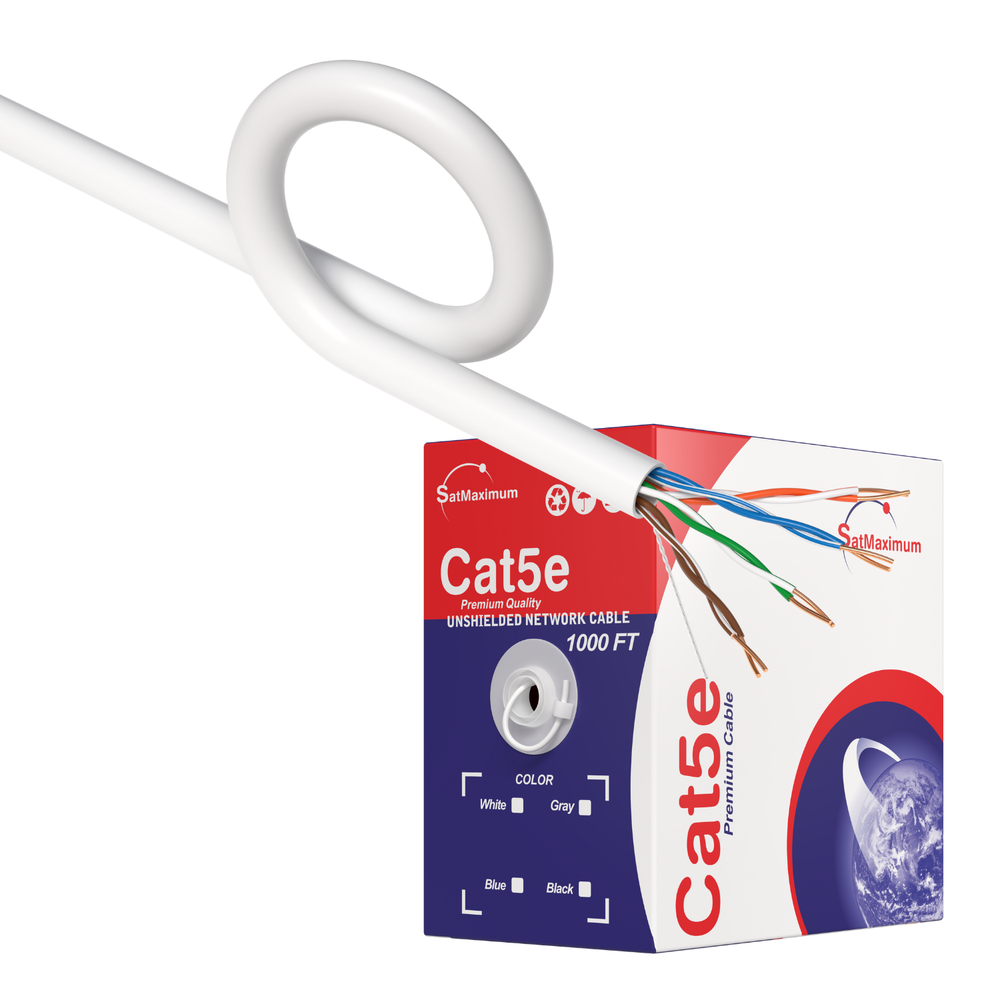 Cat5e 1000ft cable UTP Solid White LAN Network Ethernet RJ45 Bulk CAT5 24 AWG